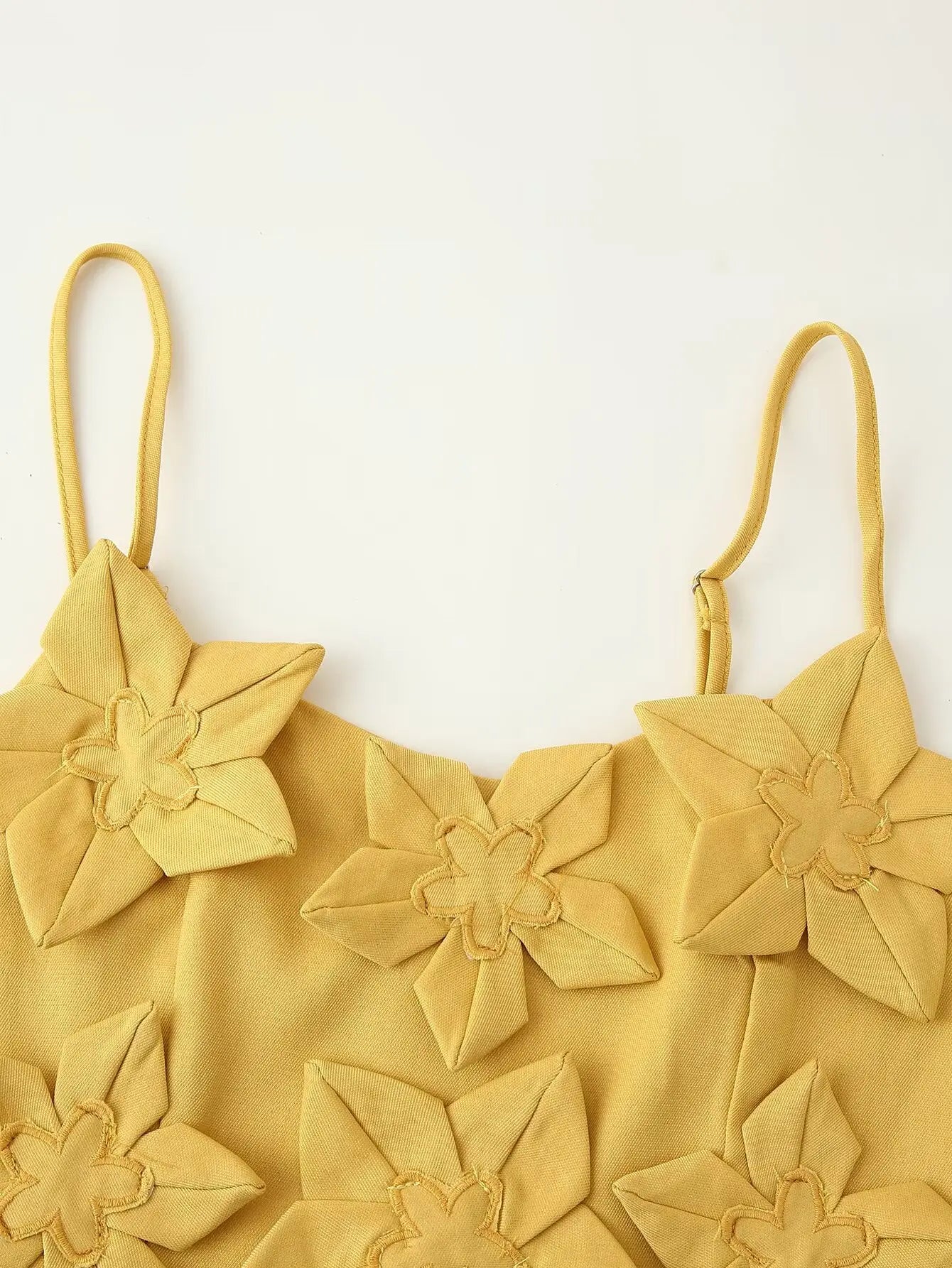 A&A Yellow Flower Appliqué Crop Top & Skirt Set