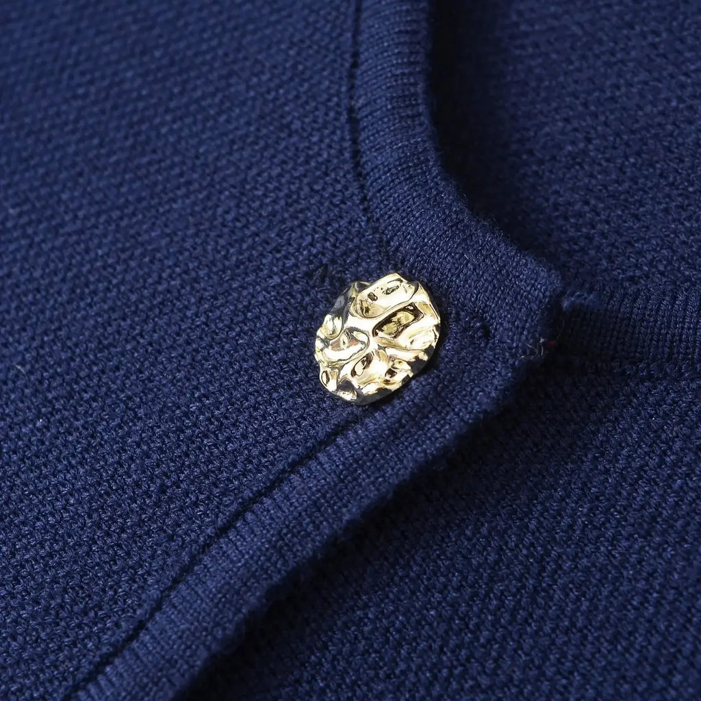 A&A Navy Knit Flare Hem Long Sleeve Cardigan