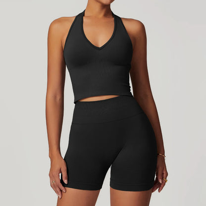 A&A ProSculpt Halter Top & Scrunch Shorts Set