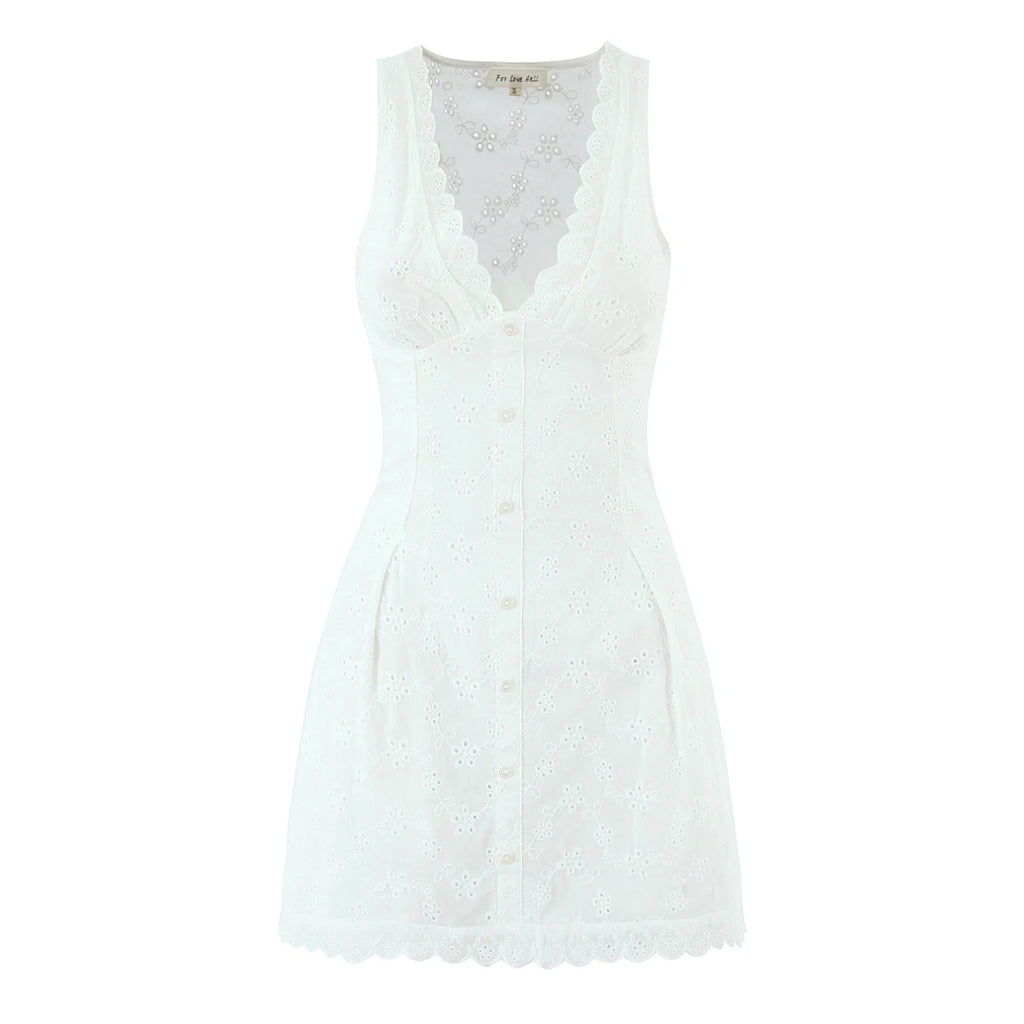 A&A Analisa White Embroidery A Line Mini Dress