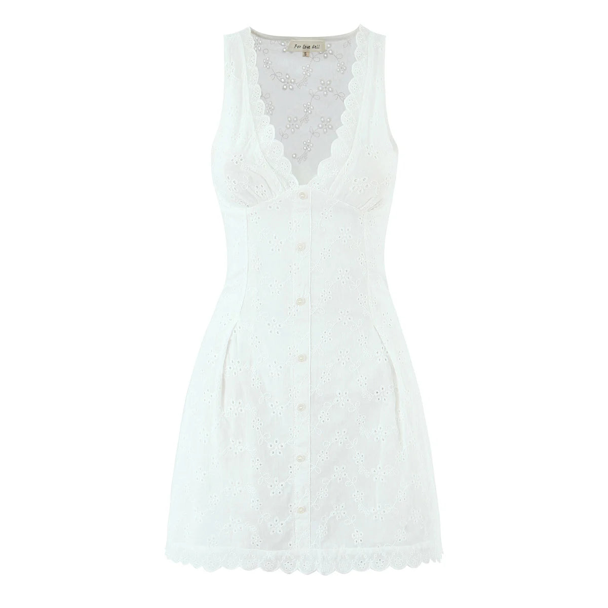 A&A Analisa White Embroidery A Line Mini Dress