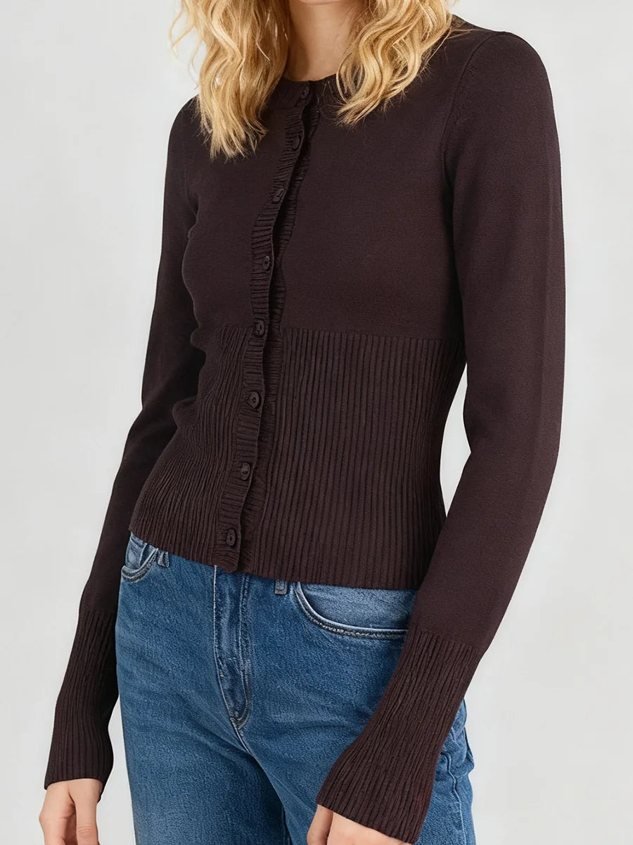 A&A Rosan Cotton Long Sleeve Knitted Button Cardigan