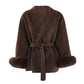 A&A 100% Wool Fur Trim Long Sleeve Coat