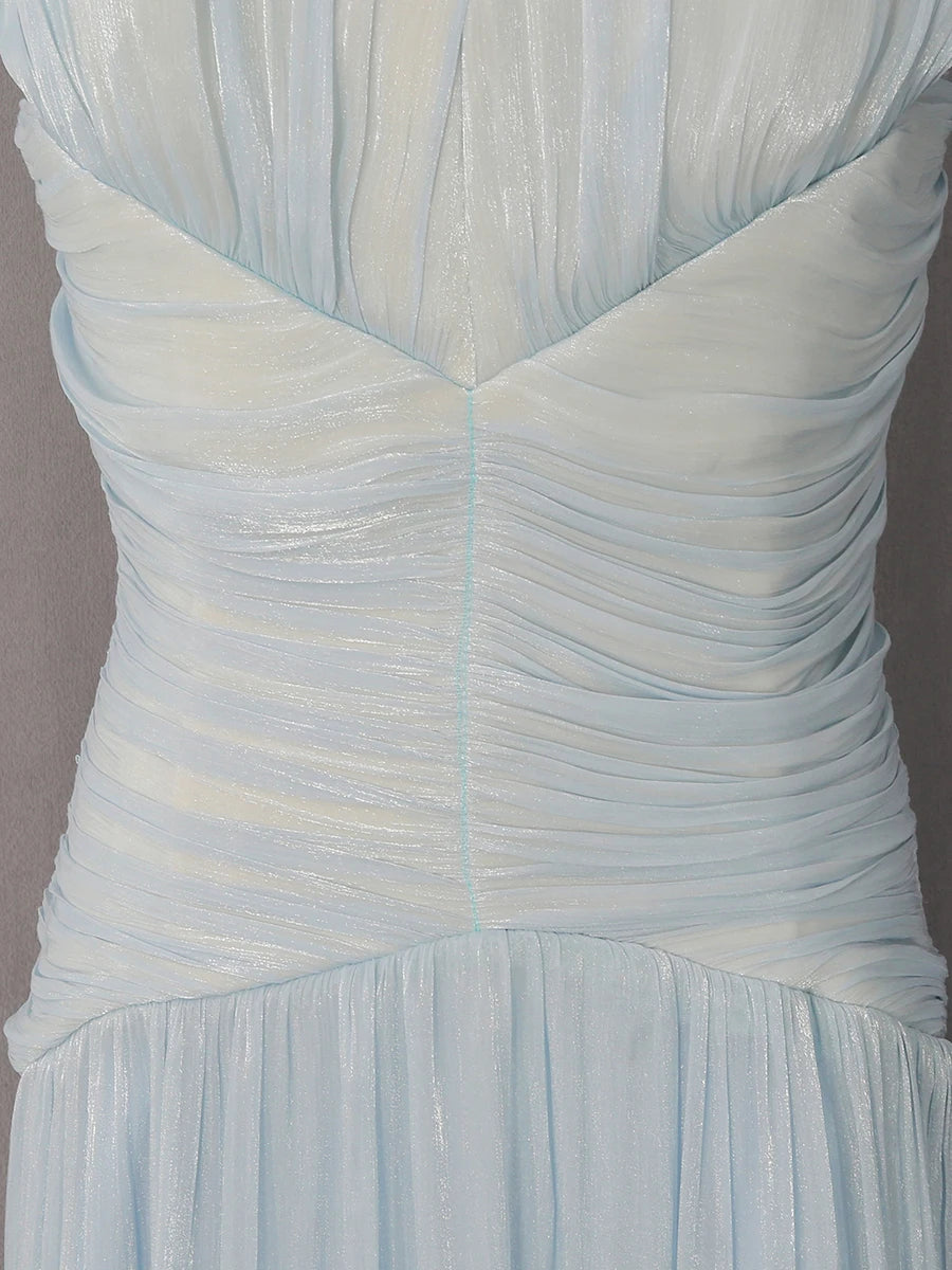 A&A Bellune Blue Chiffon Maxi Dress