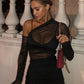 A&A Mesh Black Tye Event Bodycon Maxi Dress