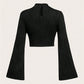 A&A Black Mock Neck Flare Long Sleeve Crop Top