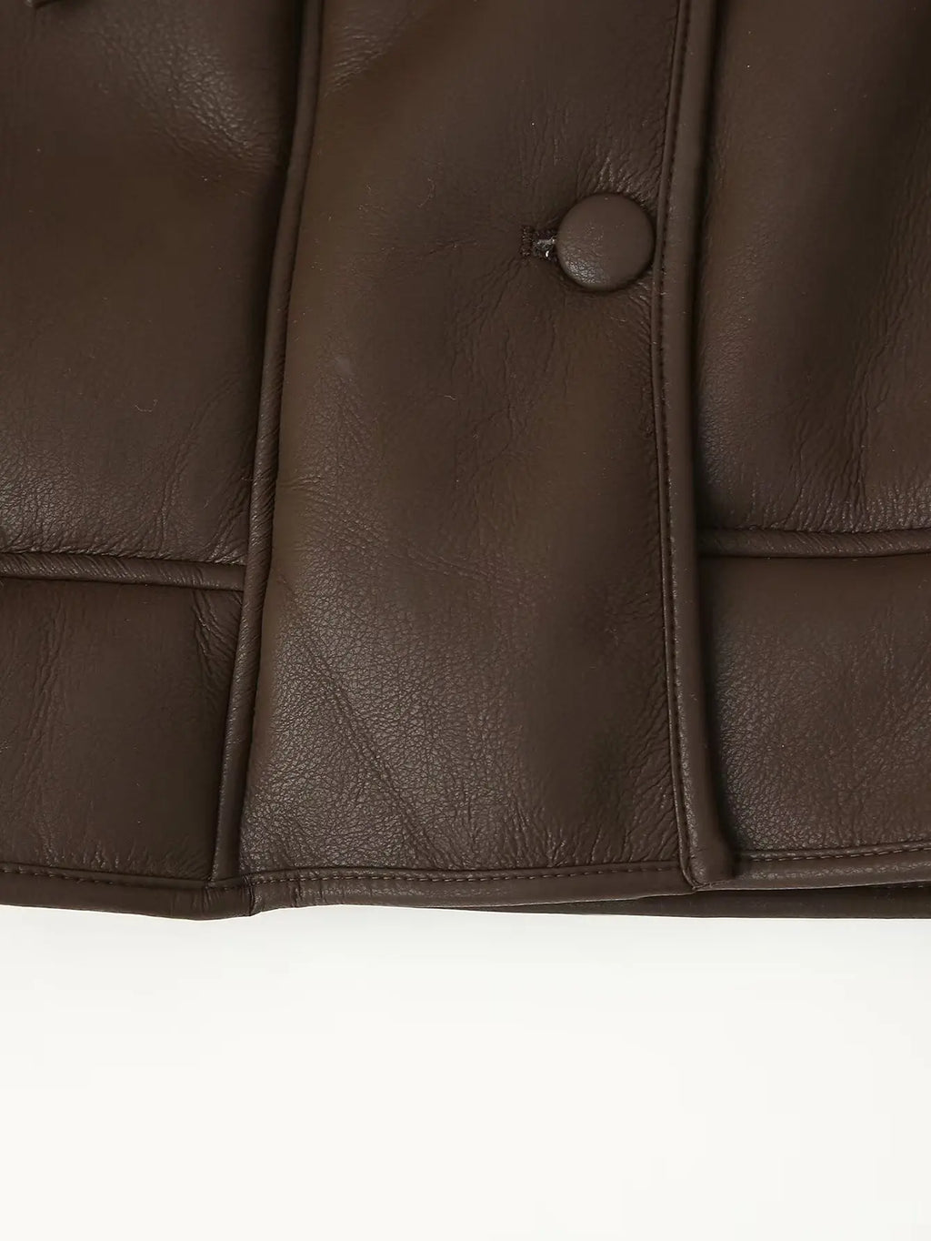 A&A Faux Leather Belted Shearling Coat