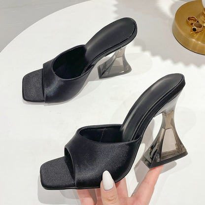 A&A Vegas Perspex Block Heel Black