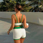 A&A Contrast Color Knit Bra & Shorts Two Piece Set