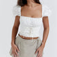 A&A Short Sleeve Cropped White Square Neck Top