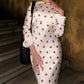 A&A Flare Long Sleeve Printed Polka Dot Maxi Dress