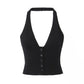 A&A Alaia Knitted Button Down Halter Neck Top