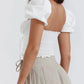 A&A Short Sleeve Cropped White Square Neck Top