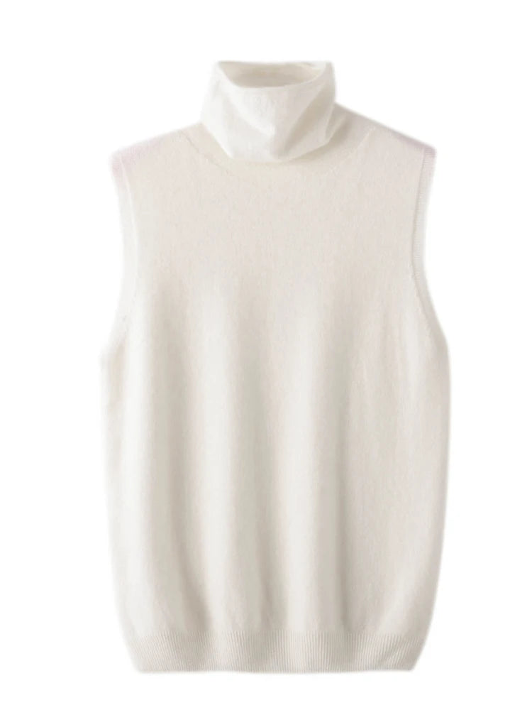 A&A Wool Sleeveless Turtleneck Knit Sweater Top