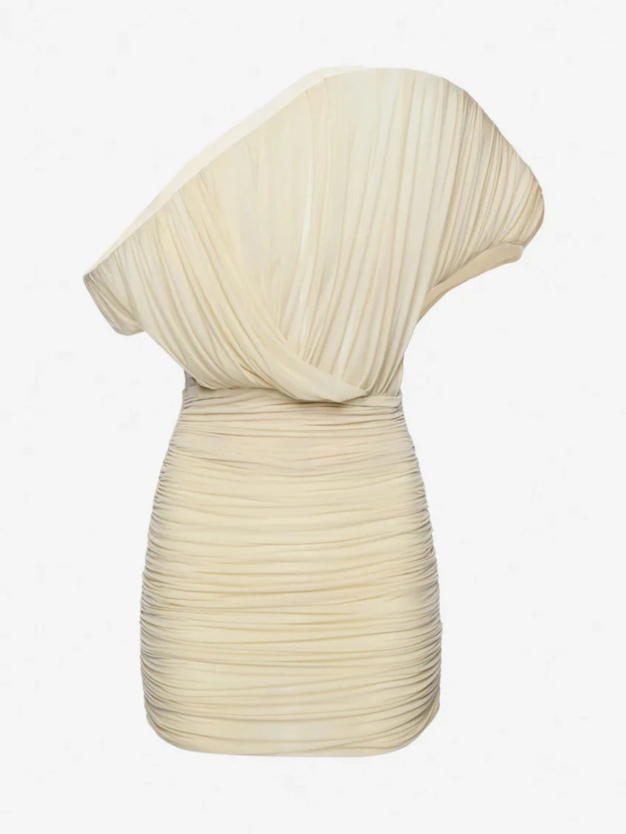 A&A Soleil One Shoulder Ruched Mini Dress