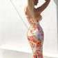 A&A Spaghetti Strap Floral Print Bustier Maxi Bodycon Dress