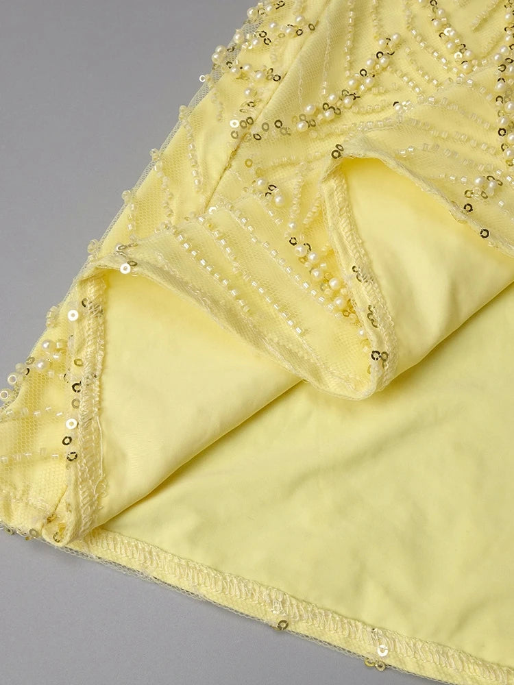 A&A Surié Halter Neck Bow Detail Beaded Embroidery Maxi Dress