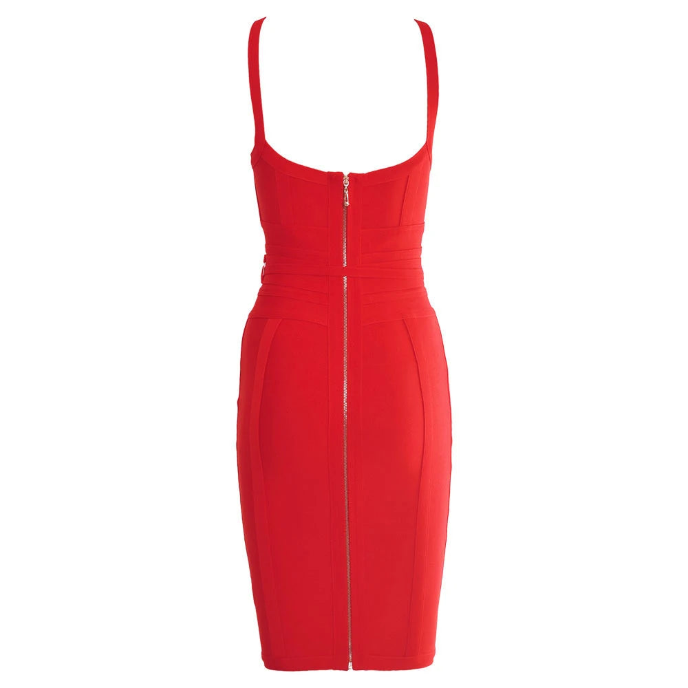 A&A Ilyssa Tie Waist Midi Bodycon Bandage Dress