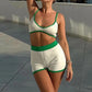 A&A Contrast Color Knit Bra & Shorts Two Piece Set