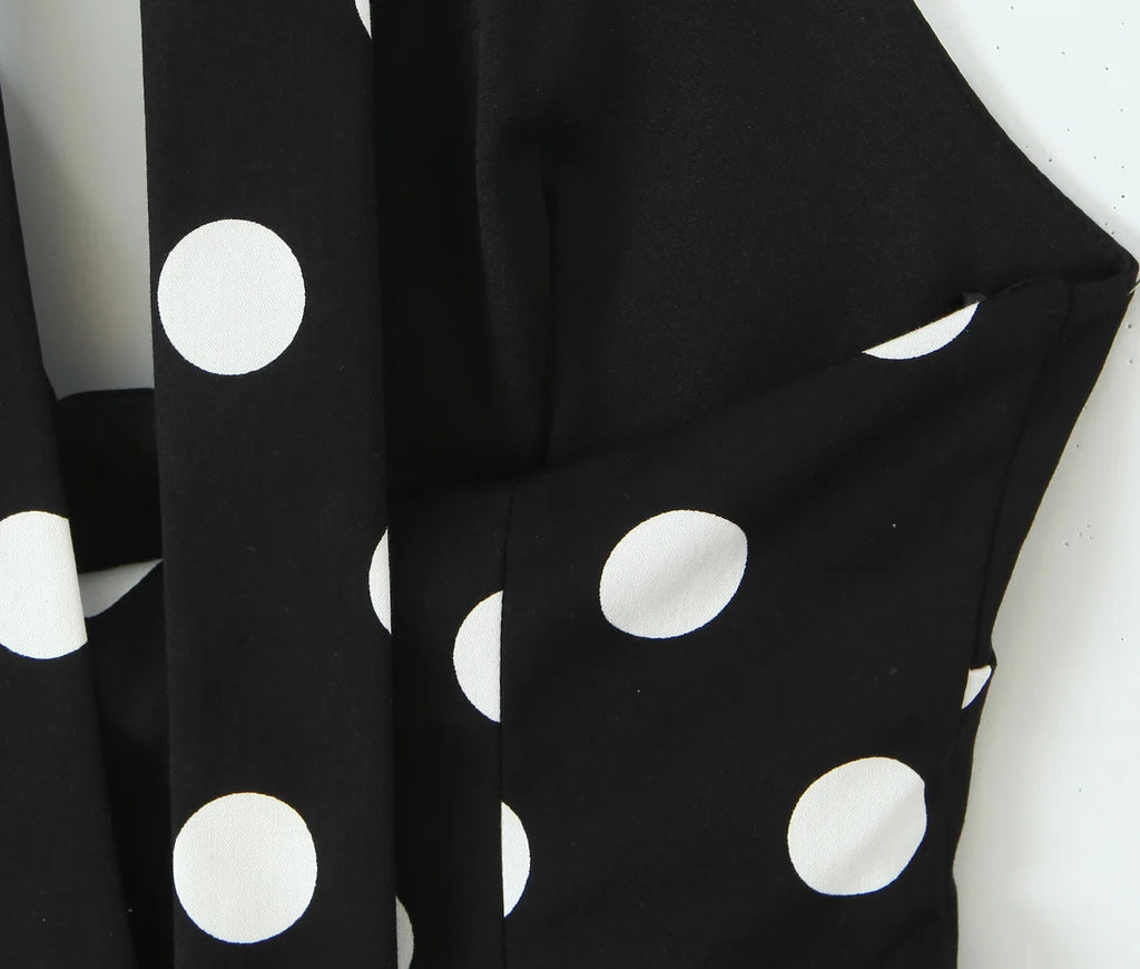 A&A Poppy Polka Dot Bow Detail Halter Neck Top