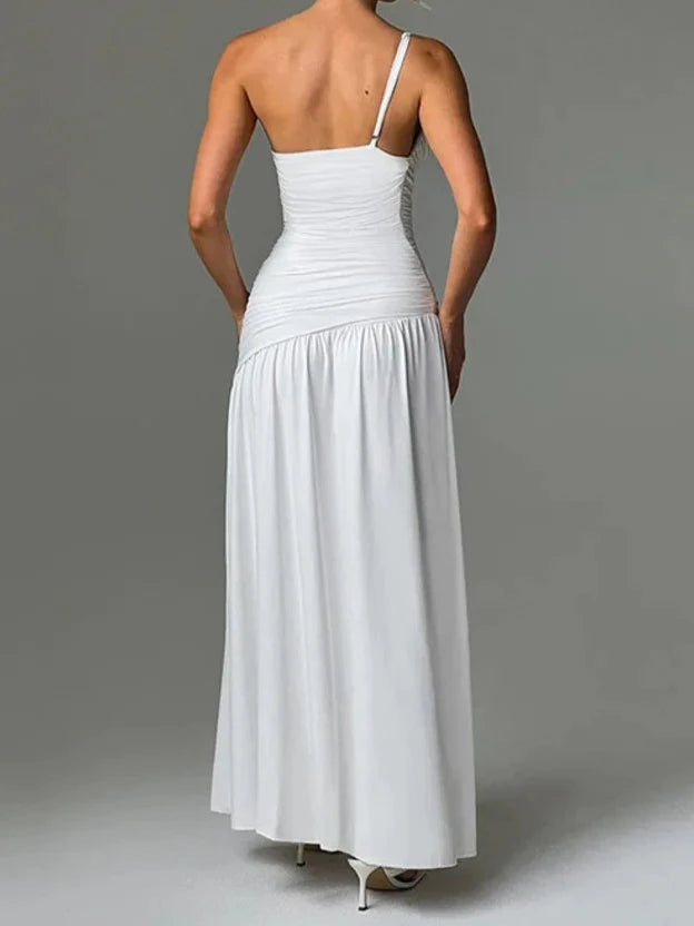 A&A High Split One Shoulder Strap Backless Maxi Dress