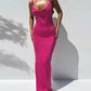 A&A 3D Flower Strap Backless Maxi Dress