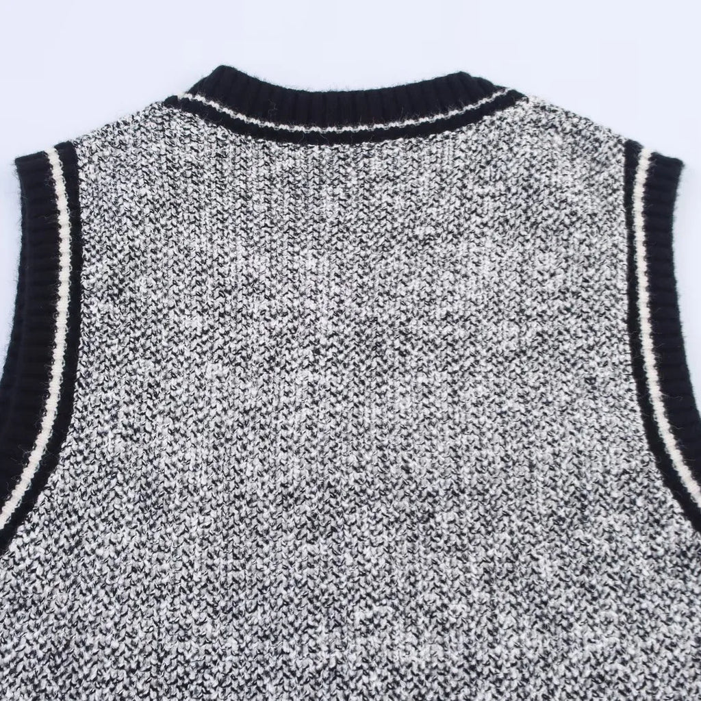 A&A Monochrome Preppy Knit Sweater Vest