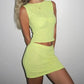 A&A Knitted Sheer Two Piece Mini Summer Skirt Set