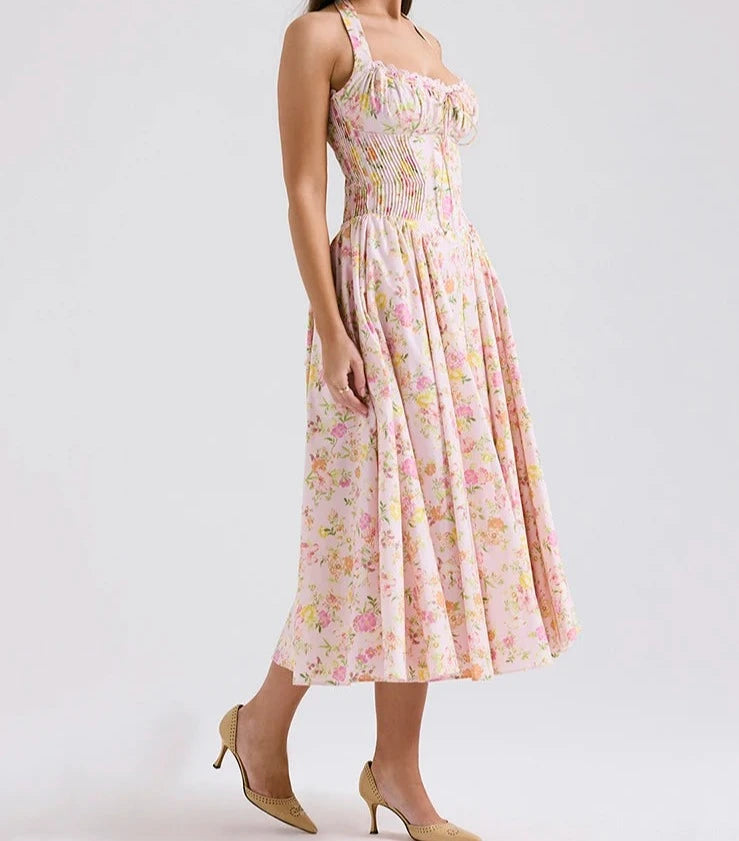 A&A Vintage Floral Print Midi Sundress