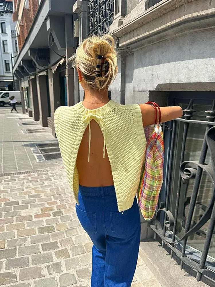 Ameri BACK OPEN LACE UP KNIT TOP BACK OPEN LACE UP KNIT TOP Ameri BACK OPEN LACE UP KNIT TOP BACK OPEN LACE UP KNIT TOP