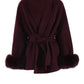 A&A 100% Wool Fur Trim Long Sleeve Coat