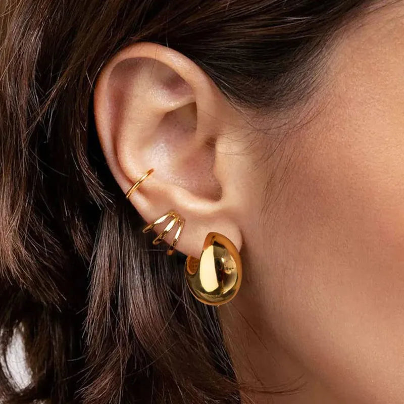 A&A Gold Round Chunky Earrings