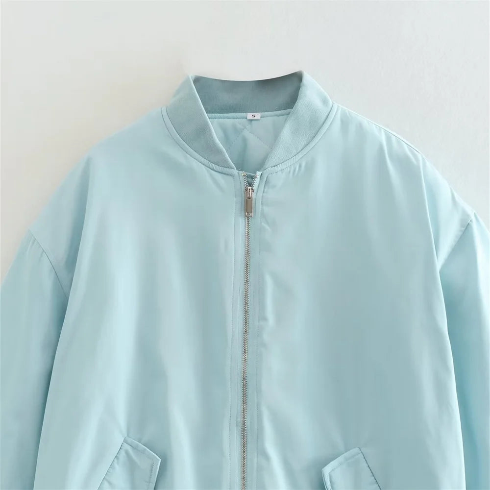 A&A Vitoria Oversized Ruched Sleeve Bomber Jacket