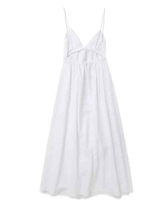 A&A Backless White Spaghetti Strap Maxi Dress