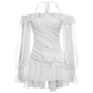 A&A Blair Ruffles Halter Mesh Flared Sleeves Mini Dress