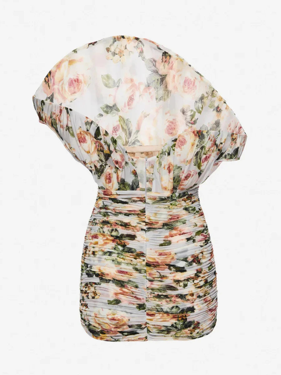 A&A Soleil One Shoulder Ruched Mini Dress