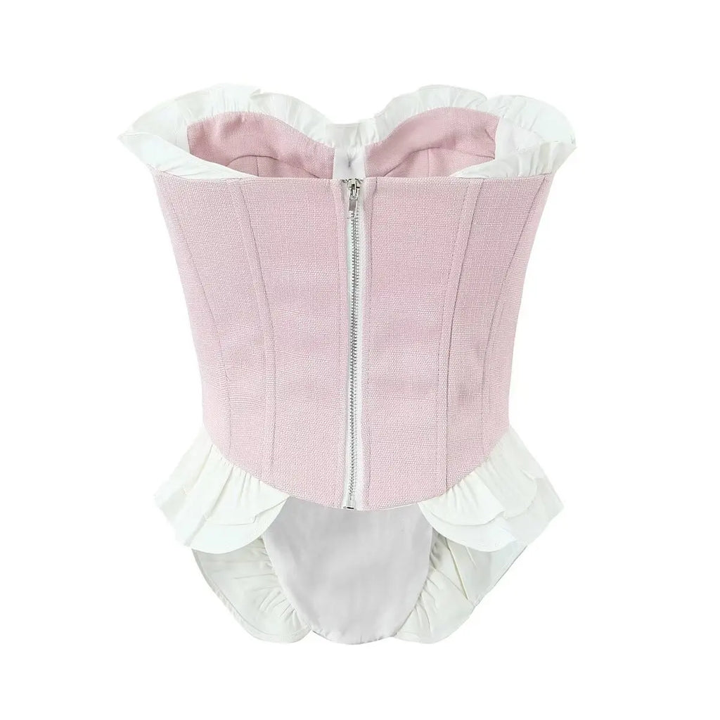 A&A Zelia Sweetheart Ruffle Trim Corset Top