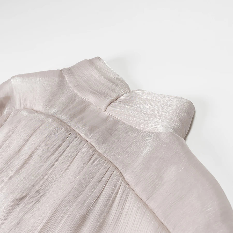 A&A Aurelise Bow Tie Blouse & Ruched Mini Skirt Set