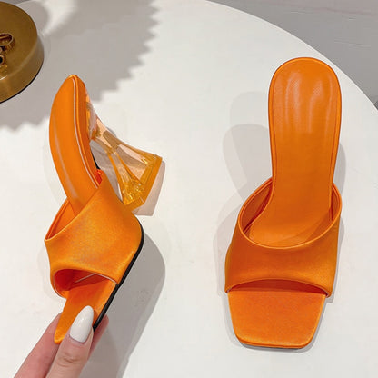 A&A Vegas Perspex Block Heel Orange