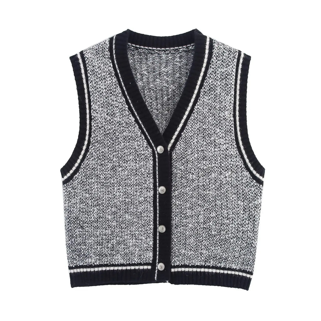 A&A Monochrome Preppy Knit Sweater Vest