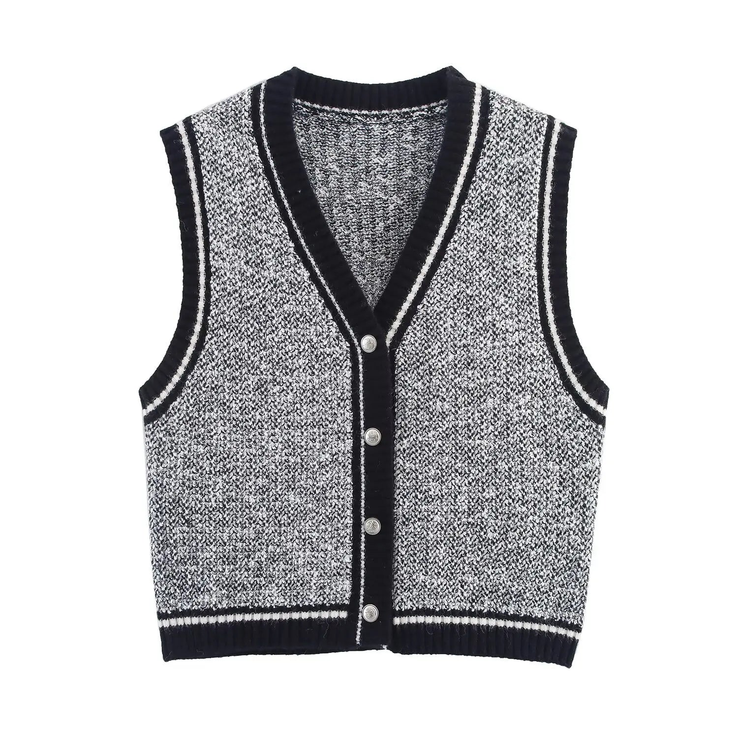 A&A Monochrome Preppy Knit Sweater Vest