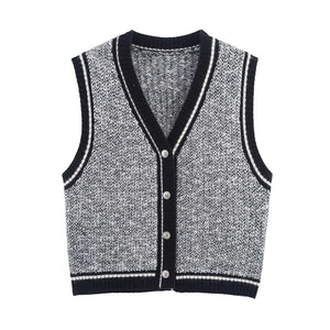 A&A Monochrome Preppy Knit Sweater Vest