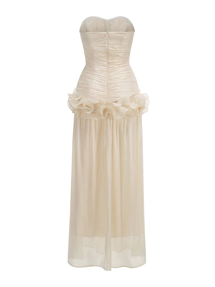 A&A Virella Sweetheart Ruched Chiffon Midaxi Dress