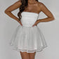 A&A Strapless Bow Tie Sparkle Double Layered Mini Dress