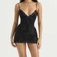 A&A Lace Satin Slip Mini Dress with Corset Style