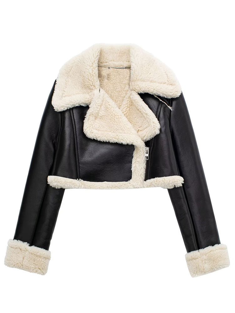 A&A Shearling Detail Cropped Jacket
