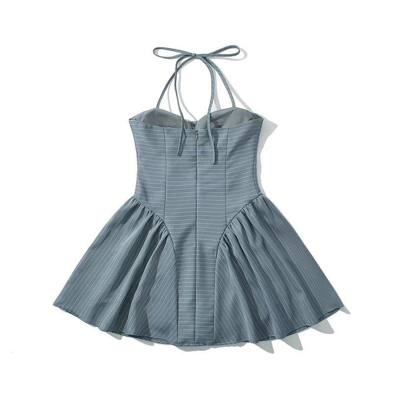 A&A Celandine Halter Front Button Mini A-Line Dress