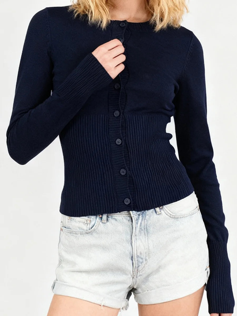 A&A Rosan Cotton Long Sleeve Knitted Button Cardigan