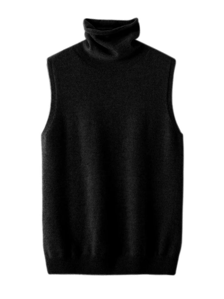 A&A Wool Sleeveless Turtleneck Knit Sweater Top