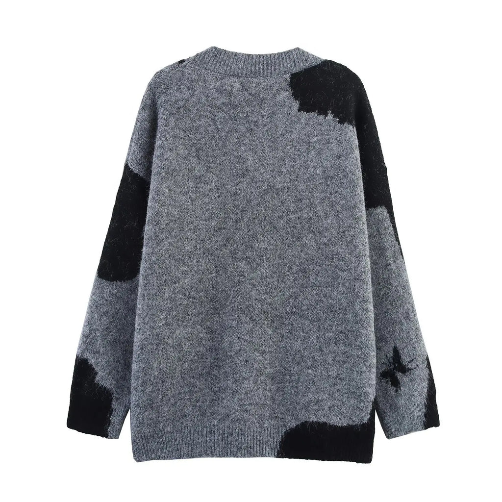 A&A Grey & Black Butterfly Knit Cardigan